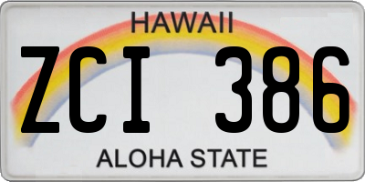 HI license plate ZCI386