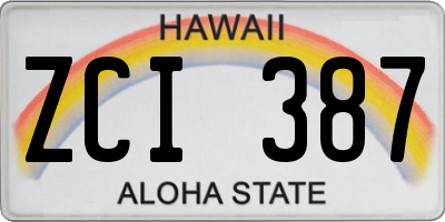 HI license plate ZCI387