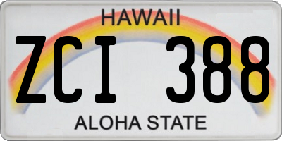 HI license plate ZCI388