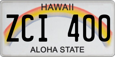 HI license plate ZCI400