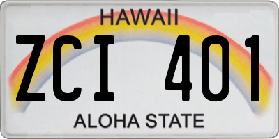 HI license plate ZCI401