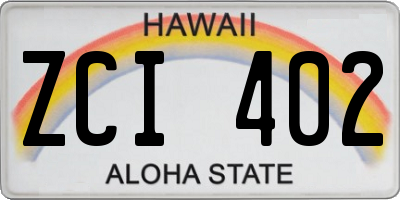HI license plate ZCI402