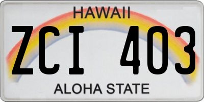 HI license plate ZCI403