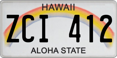HI license plate ZCI412