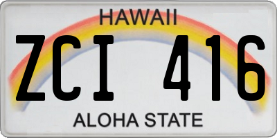 HI license plate ZCI416