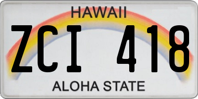 HI license plate ZCI418