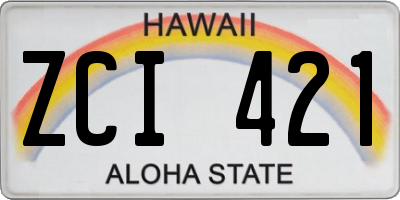HI license plate ZCI421