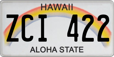 HI license plate ZCI422