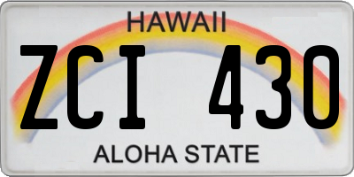 HI license plate ZCI430