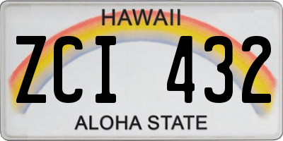 HI license plate ZCI432