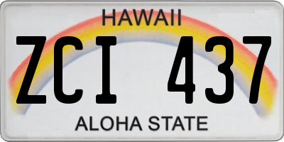 HI license plate ZCI437