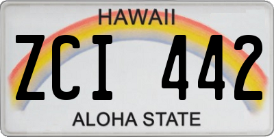 HI license plate ZCI442