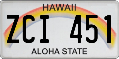 HI license plate ZCI451
