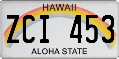 HI license plate ZCI453