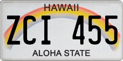 HI license plate ZCI455