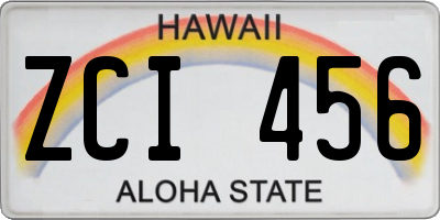 HI license plate ZCI456