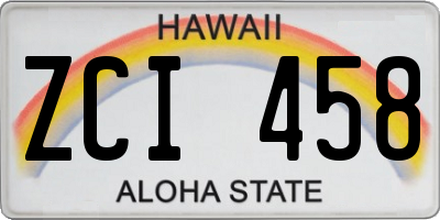 HI license plate ZCI458