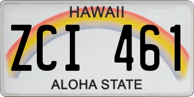 HI license plate ZCI461
