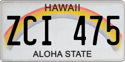 HI license plate ZCI475