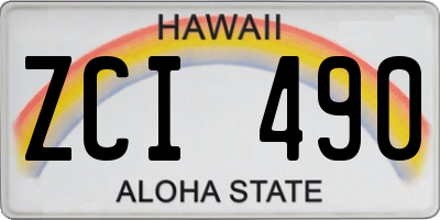 HI license plate ZCI490