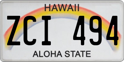 HI license plate ZCI494