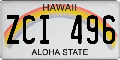 HI license plate ZCI496