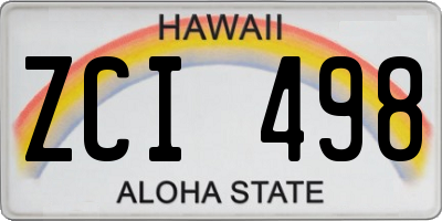 HI license plate ZCI498