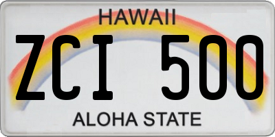 HI license plate ZCI500