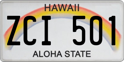 HI license plate ZCI501
