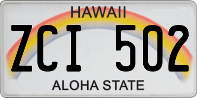 HI license plate ZCI502