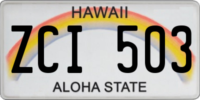 HI license plate ZCI503