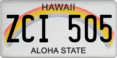 HI license plate ZCI505