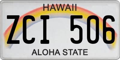 HI license plate ZCI506