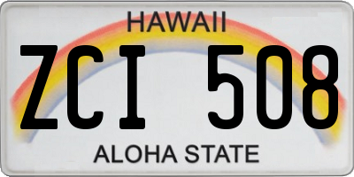 HI license plate ZCI508