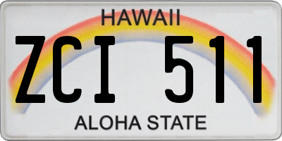 HI license plate ZCI511