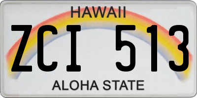 HI license plate ZCI513