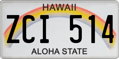 HI license plate ZCI514