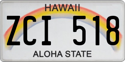 HI license plate ZCI518