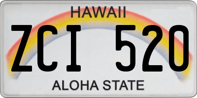 HI license plate ZCI520