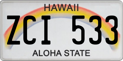 HI license plate ZCI533