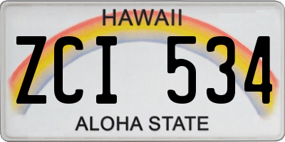 HI license plate ZCI534