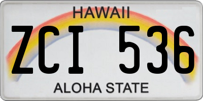 HI license plate ZCI536