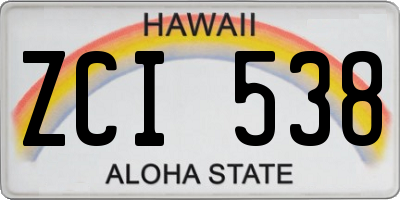 HI license plate ZCI538