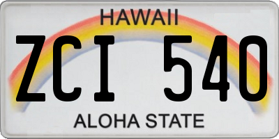 HI license plate ZCI540