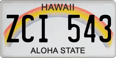 HI license plate ZCI543