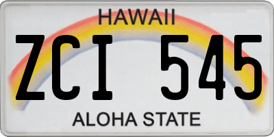 HI license plate ZCI545