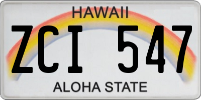 HI license plate ZCI547