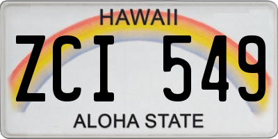 HI license plate ZCI549