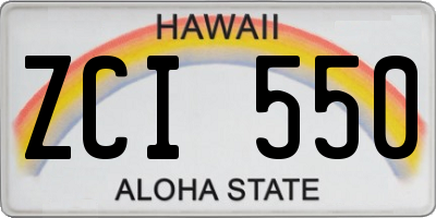 HI license plate ZCI550