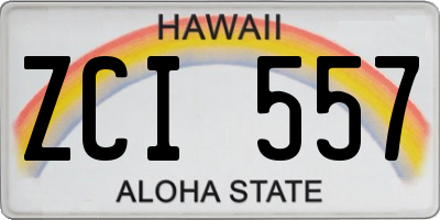 HI license plate ZCI557
